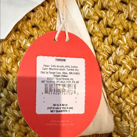 Opalhouse Mustard Yellow Chunky Crochet Throw with Tassels - Picture 3 of 6